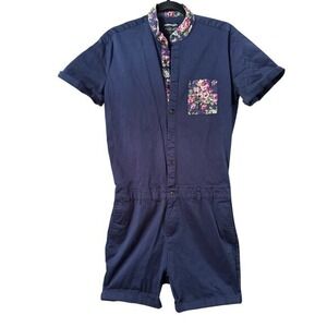 Utility RomperJack Navy Rose with floral accent Romper M